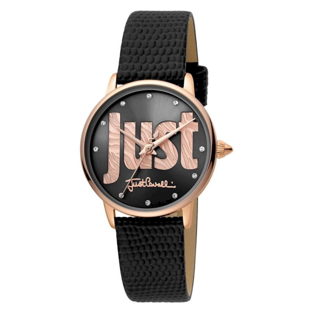 JUST CAVALLI BLACK LEATHER WATCH