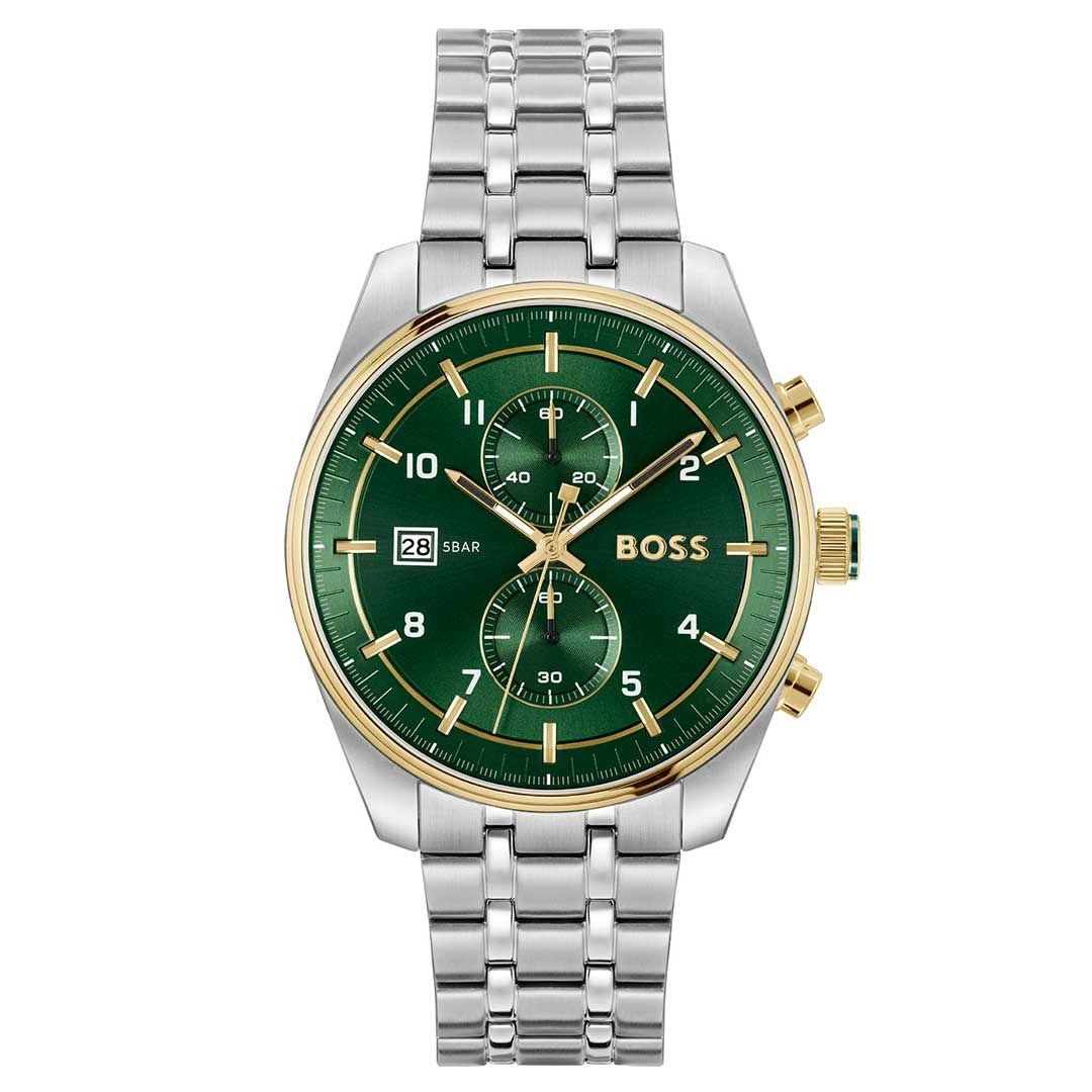 BOSS, SKY TRAVELLER GREEN GOLD WATCH