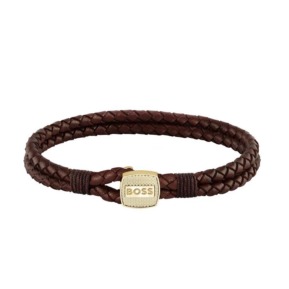 BOSS, ARES BROWN AND GOLD BRACELET