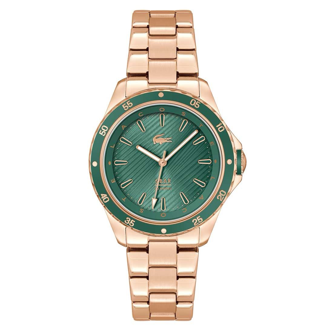LACOSTE, SANTORINI ROSE GOLD GREEN WATCH