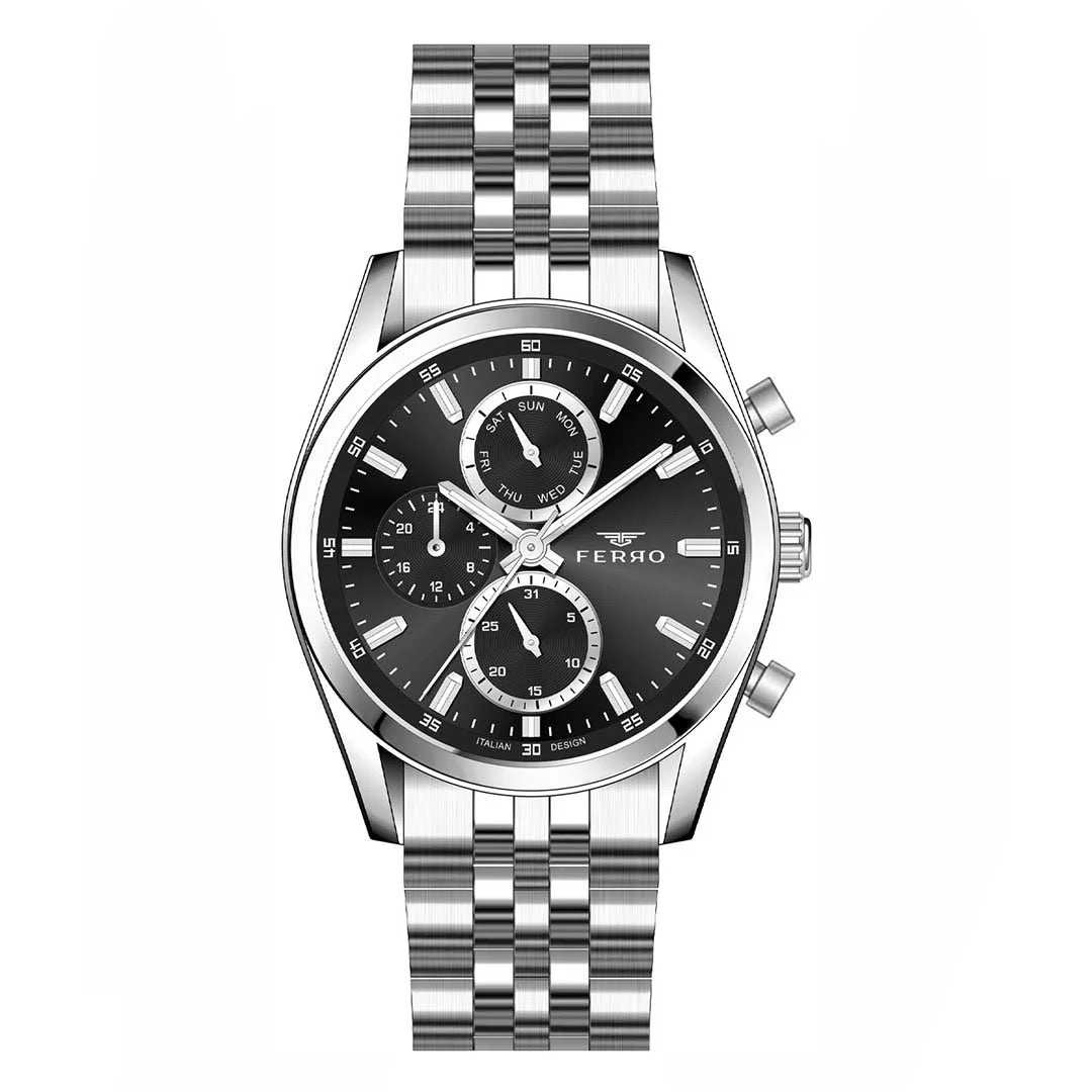 FERRO, FM11747A-A2 SILVER BLACK MEN'S WATCH