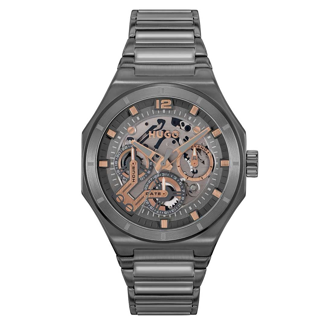 HUGO, SKELETON GREY MEN'S WATCH